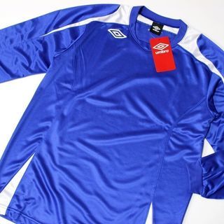 新品未開封　★　 アンブロ 　 UMBRO　サイズL　メンズ ドライ 　吸汗速乾 　長袖ゲームシャツ 　青/白　★　サッカーの画像