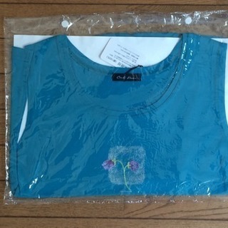 花刺繍高級タンクトップ  ターコイズブルー  新品の画像