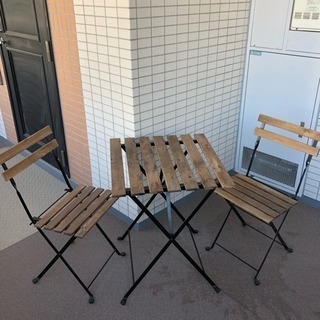 キャンプやお庭、バルコニーに！ ウッドテーブル 椅子セット
