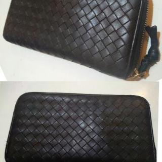 ボッテガ・ヴェネタ/正規品/中古ダークブラウン長財布