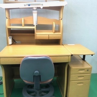 学習机　勉強机　木製　スタンドライト　回転チェア付き　入学祝に！