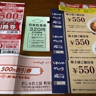 かつや 優待券 割引券 富山市営駐車場券 ホームドライ富山クリー...