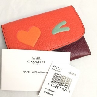 COACH コーチ バイカラー  カードケース パスケース エンボスレザー  現品限り 新品未使用 タグつきの画像