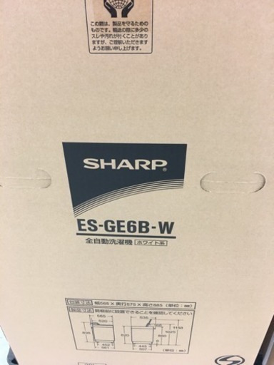 シャープ 全自動洗濯機 ステンレス穴なし槽 6kg ホワイト系 ES-GE6B-W