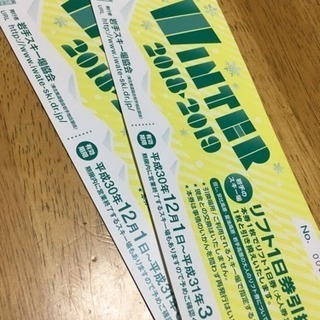 岩手のスキー場リフト1日券引換券2枚セット