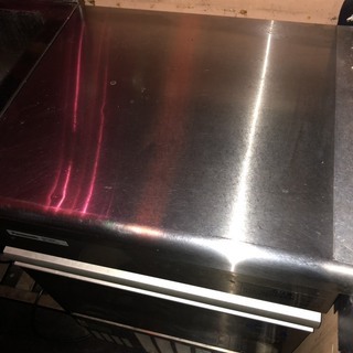 店舗用/業務用　4点セット　冷凍冷蔵コールドテーブル/製氷機/2槽シンク/吊り戸棚　