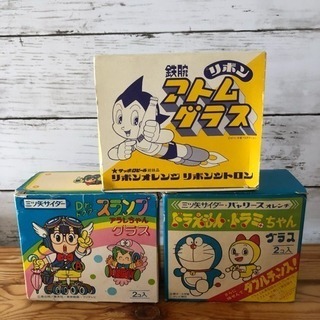 新品★昭和 鉄腕アトム アラレちゃん ドラえもんのコップ6個セット★の画像
