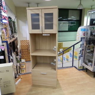 スリム レンジボード 幅60×奥45×高180㎝ 食器棚 カントリー調 キッチン収納 ☆ PayPay(ペイペイ)決済可能 ☆ 札幌市 清田区 平岡