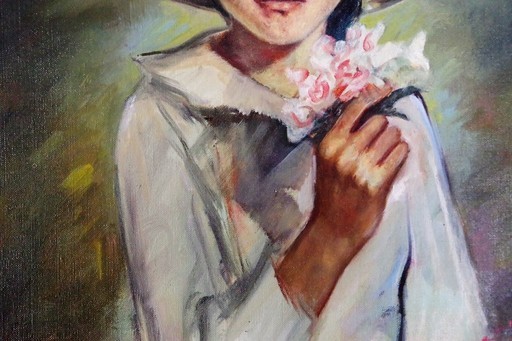 【少女】　Ｓ.ＷＡＴＡＮＡＢＥ　Ｆ10号油彩