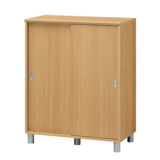 ナチュラル色家具 引き戸シューズラック(幅79.9x奥行40.3...