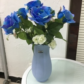 造花☆青いバラ＆花瓶