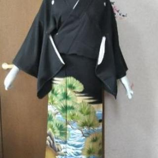 👘 正絹 黒留袖 未着用美品 ★ 仕付け付き 身丈161㎝ 裄丈...