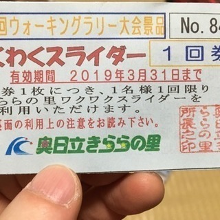 奥日立きららの里ワクワクスライダー１回券