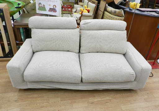 無印良品 2人掛け ソファ ヘッドレスト、オットマン付き 布/ファブリック ベージュ 良品計画 2P ソファー  ☆ PayPay(ペ