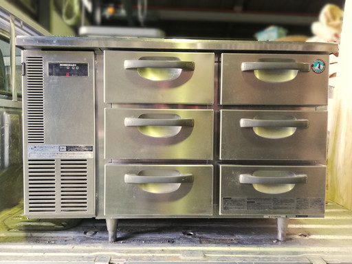 ホシザキ ドロワーテーブル 冷蔵庫 RT-120DNC1 / W1200×600×800mm / 100V / 2008年製・美品・ホテルパン6個付