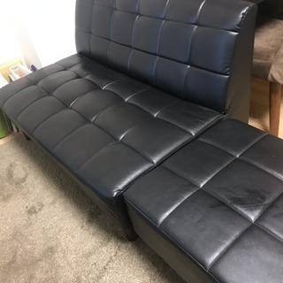 カリモク風 ソファ＋オットマン付きの画像