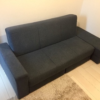 ☆美品☆ ニトリ ソファーベッド ネイビー 引き出しあり
