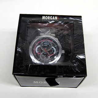 MORGAN モルガン 腕時計 ブラック×レッド クオーツ メンズ マルチファンクション ☆ PayPay(ペイペイ)決済可能 ☆ 札幌市 清田区 平岡の画像