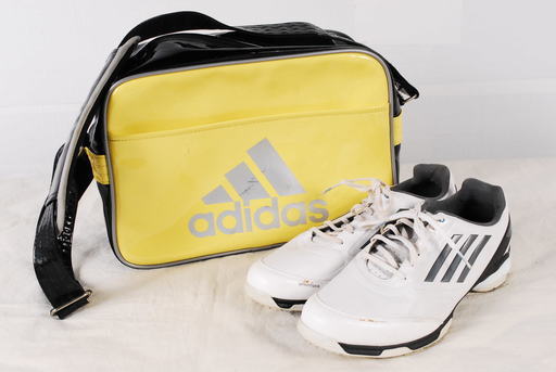 8127　adidas アディダス adizero アディゼロ ゴルフシューズ 28cm　エナメル　スボーツショルダーバッグ　イエロー　セット