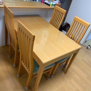 美品‼️ダイニングテーブル 5点セット ガラス・引き出し付き