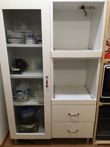 食器棚 ホワイト 炊飯器