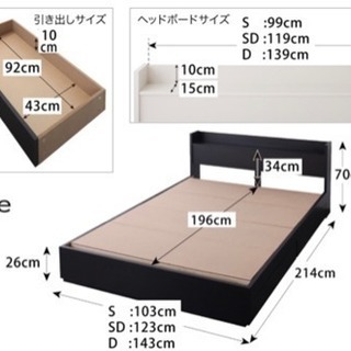 セミダブル + マットレスセット ブラック(実物写真追加)の画像