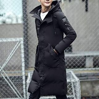 値下げ中！新品★ダウンコート メンズ ロング ダウンジャケット フード付き　大きいサイズ　ブラック　黒の画像