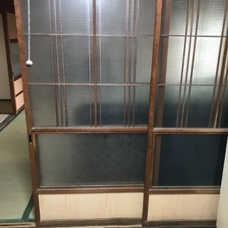 レトロ すりガラス引き戸 木製引き戸開き戸セット売り