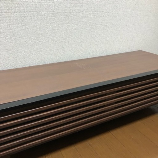 和モダン 天然木 テレビボード 格子状扉 ブラウン