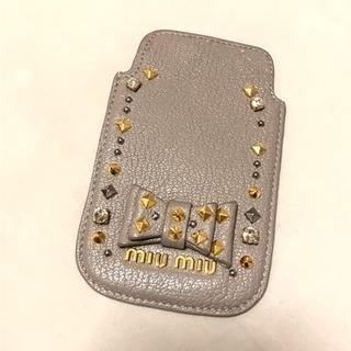 レア！ミュウミュウ iQOSケース ビジュー レザー スタッズ