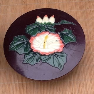 【珍品三千円】中国で買ってきた大きな壺、花瓶と木製の台　素敵に飾ってください　配達も可の画像