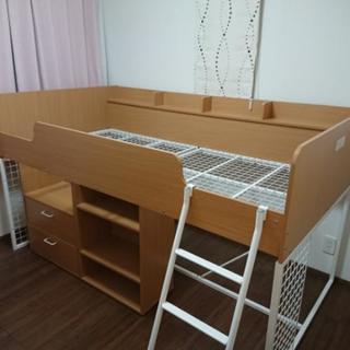 【新入学】ロフトベッド   シェルフ チェスト付き