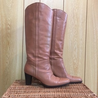 Marie femme マリー ファム 本革 ロングブーツ  ベージュ 21.5EE  22.5cmの画像