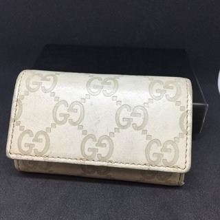 GUCCI グッチ シマライン 白レザー 6連キーケース