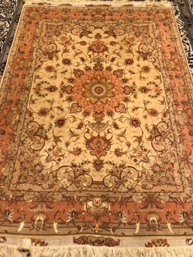 シルク タブリーズ産 ペルシャ絨毯 60RAJ サイン入り212×151cm