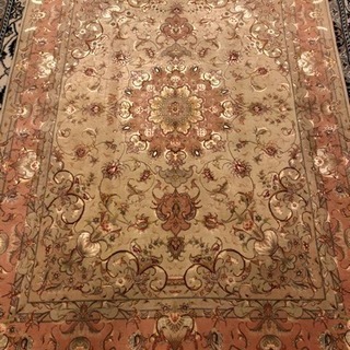 シルク タブリーズ産 ペルシャ絨毯 60RAJ サイン入り212×151cm