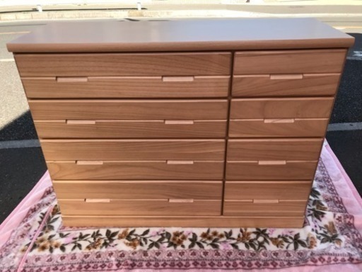 美品 ニトリ 4×2段 ローボード 【ライフ】120LC 全引出しスライドキャスター付