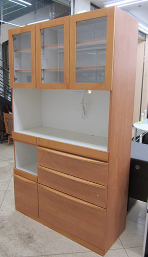 レンジボード 食器棚 家電ボード 幅115.7cm ライトブラウン系 宮の沢