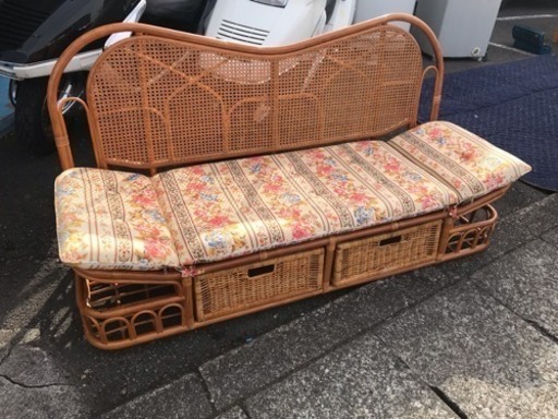 藤 ソファ マット付き