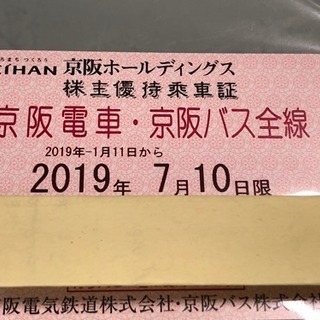 京阪電車.京阪バス  株主優待乗車証  7月10日迄
