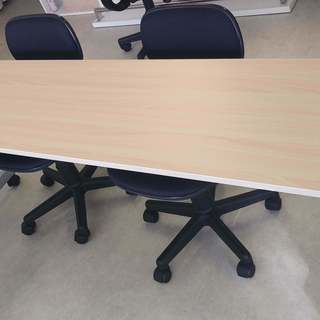 【中古美品 スタッキング テーブル + オフィスチェア 2脚 セ...