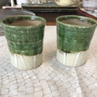 グリーン 湯のみ ペア