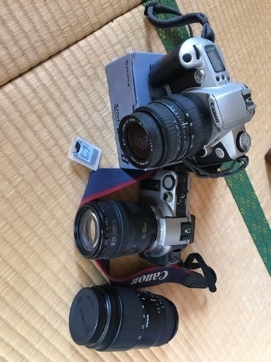 フイルム一眼レフカメラ二台とフイルムコンパクトカメラ一台
