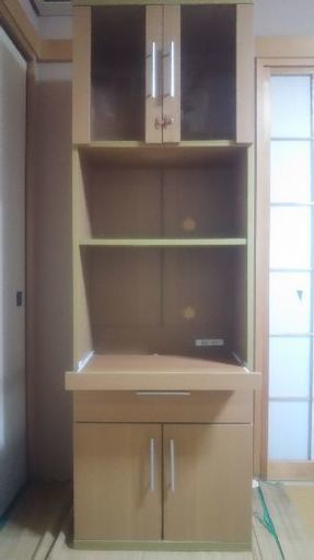 【引渡し予定あり】スライド電子レンジ台付き食器棚 カップボード