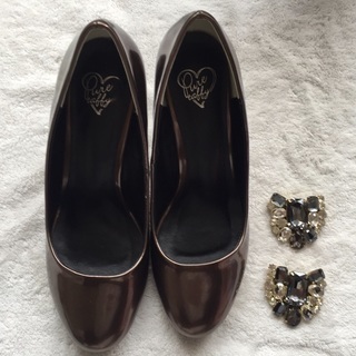 【値下げ】puretaffy 7cmヒール メタリックブラウン【美品】