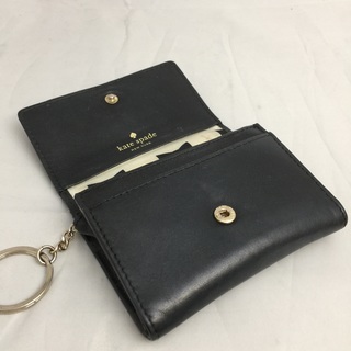 ケイトスペード 黒レザー ×キャンバスカードケースの画像
