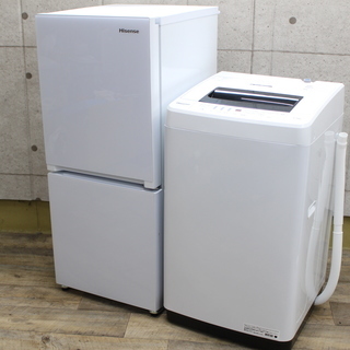 R434)【高年式！美品！】ハイセンス Hisense 単身用家電2点セット 冷蔵庫 HR-G13A-W 134L 洗濯機 HW-T45C 4.5kg 2018年製 新生活セット