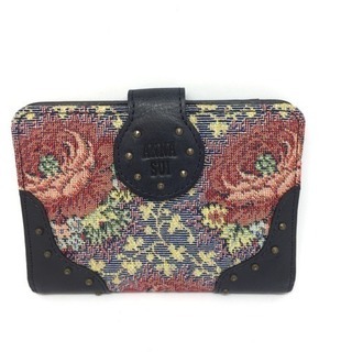 ANNA SUI アナスイ レザー×キャンバス 薔薇刺繍 パスケ...
