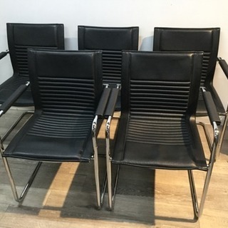 【川崎】美品  オフィス オカムラ 革 キャンチレバー ダイニン...