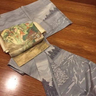 貴重！ 牛首紬 着物 帯セット